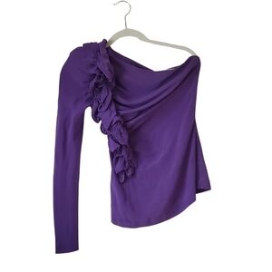 Robert Rodriguez Purple Silk One Shoulder Top Sz 2